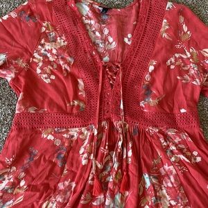 New without tags Torrid 1 Pink Coral top  with crochet tassel details